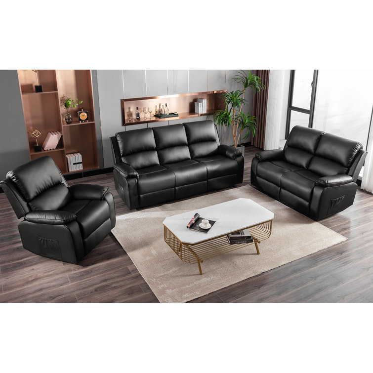 Red Barrel Studio® 3 Piece Faux Leather Reclining Living Room Set Wayfair